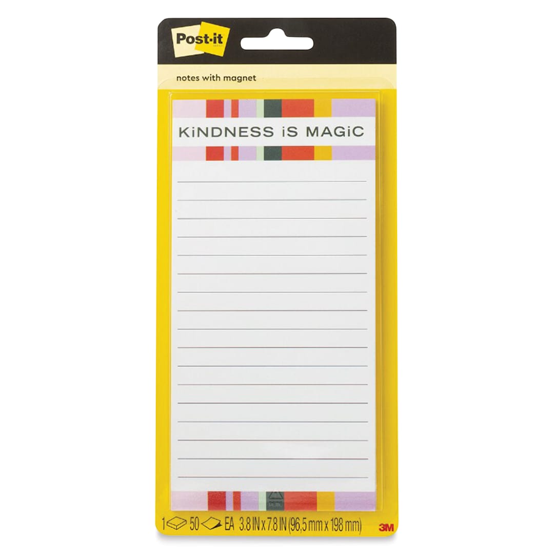Open in modal - Post-it Note List with Magnet - Single Pad, Kindness Is Magic, 3.8" x 7.8" front of packaging