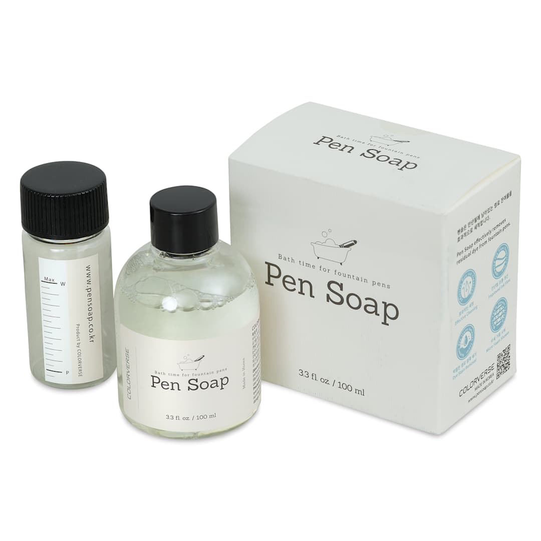 Open in modal - Colorverse Fountain Pen Soap and empty bottle out of the packaging