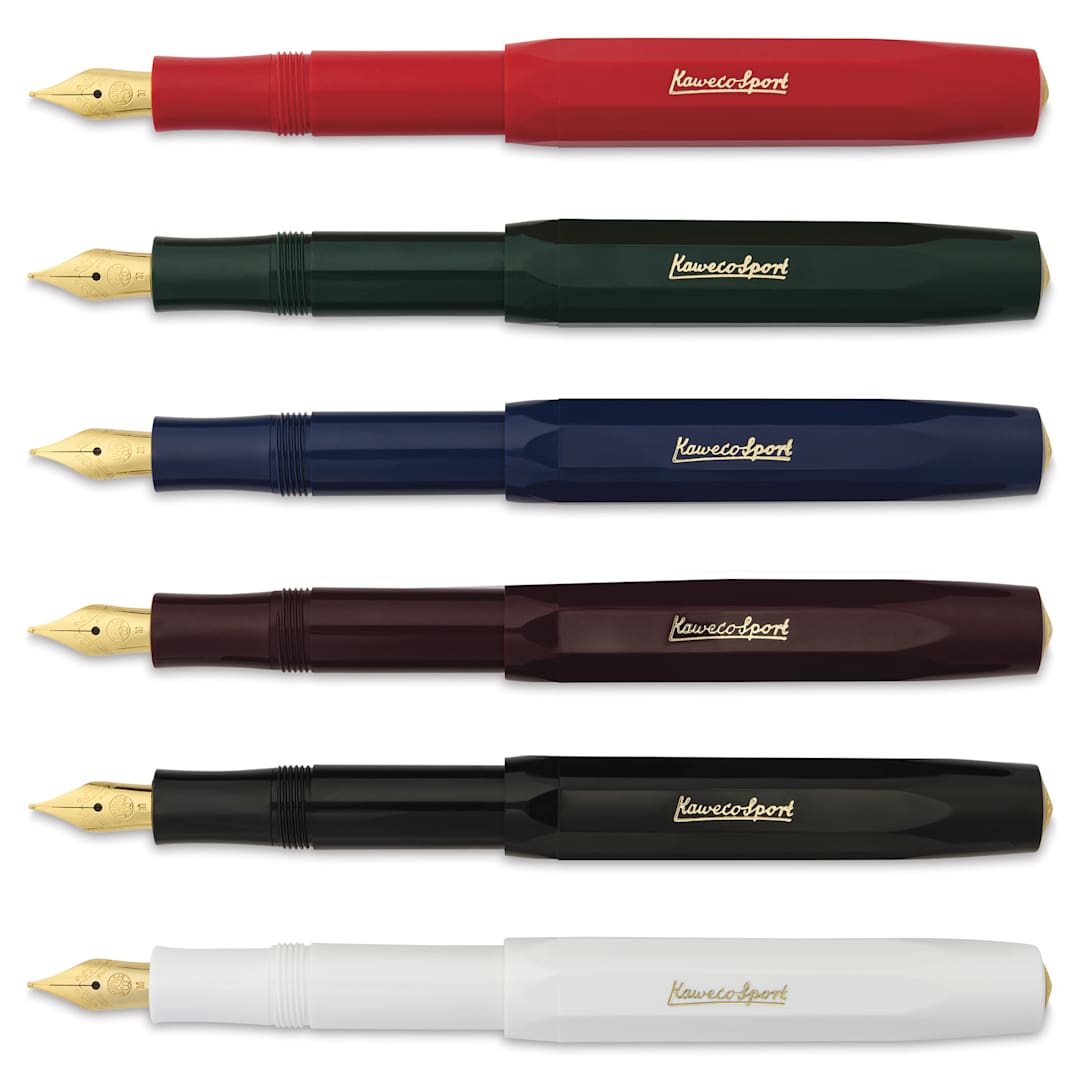 Open in modal - Kaweco Classic Sport Fountain Pens, laid out in various colors
