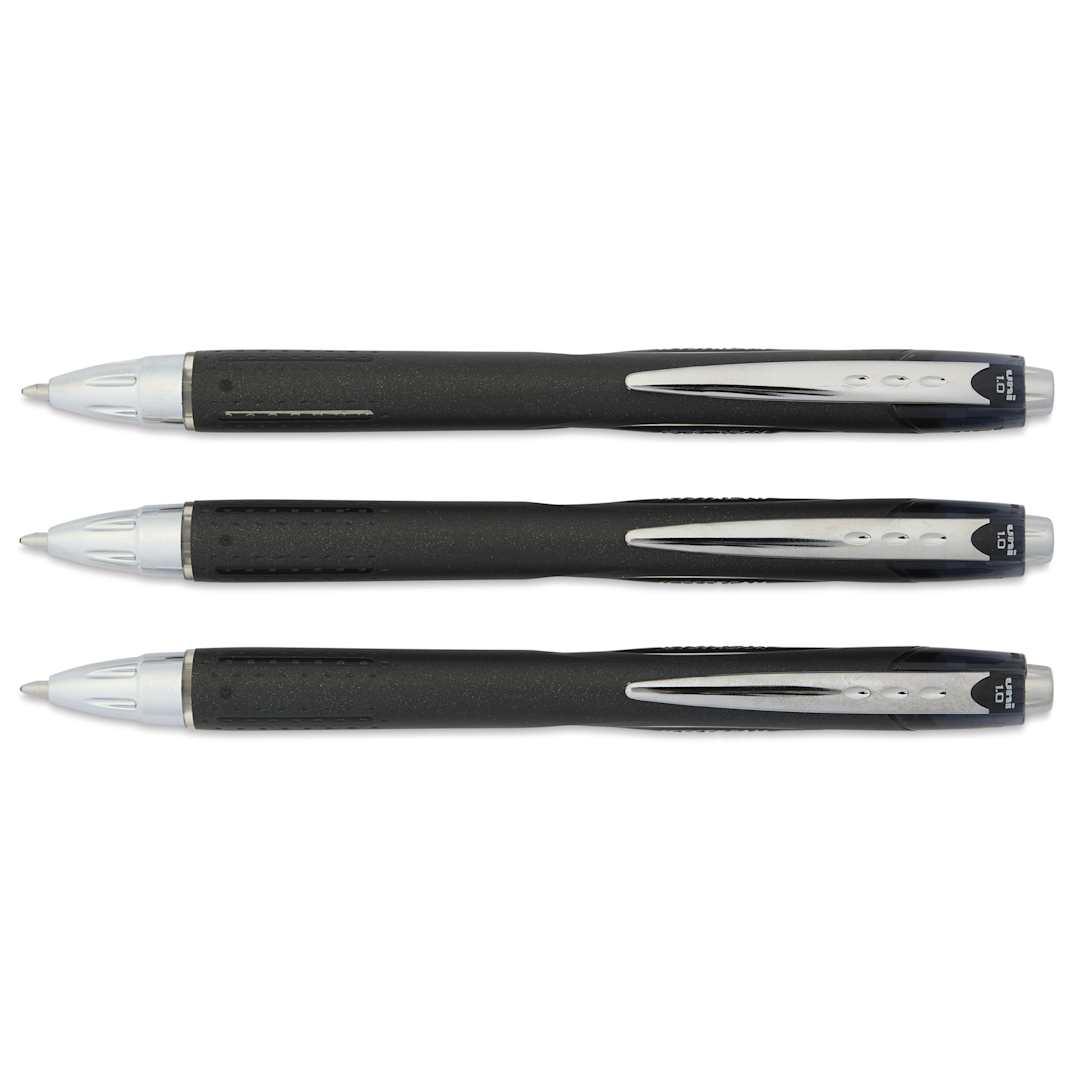 Open in modal - Uni-Ball Jetstream RT Retractable Ballpoint Pens - Black, 1.0 mm, Set of 3, out of packaging