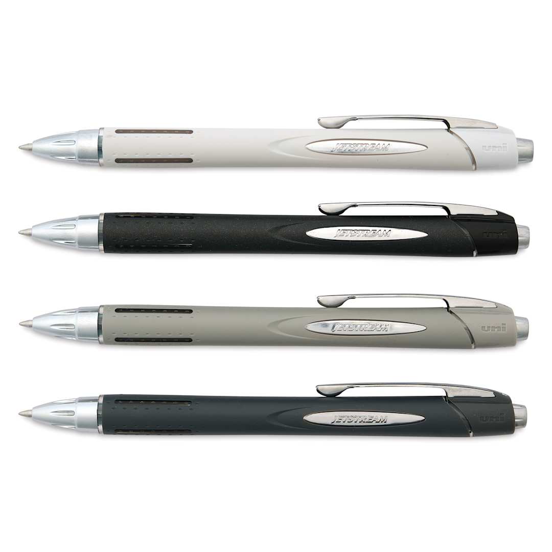 Open in modal - Uni-Ball Jetstream RT Retractable Ballpoint Pens - Grays, 0.7 mm, Set of 4