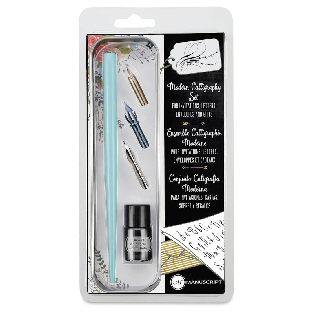 Open in modal - Manuscript Modern Calligraphy Dip Pen Set - Mint, Set of 5, in packaging