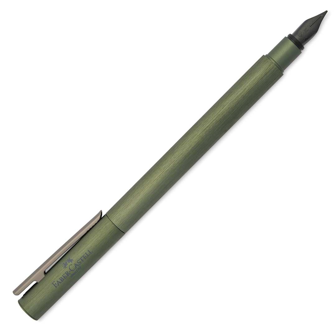 Open in modal - Faber-Castell Neo Slim Fountain Pen - Olive Green, Fine Tip (image shows a different size nib)