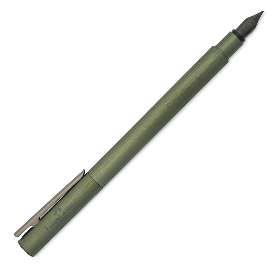 Open in modal - Faber-Castell Neo Slim Fountain Pen - Olive Green, Broad Tip (image shows a different size nib)