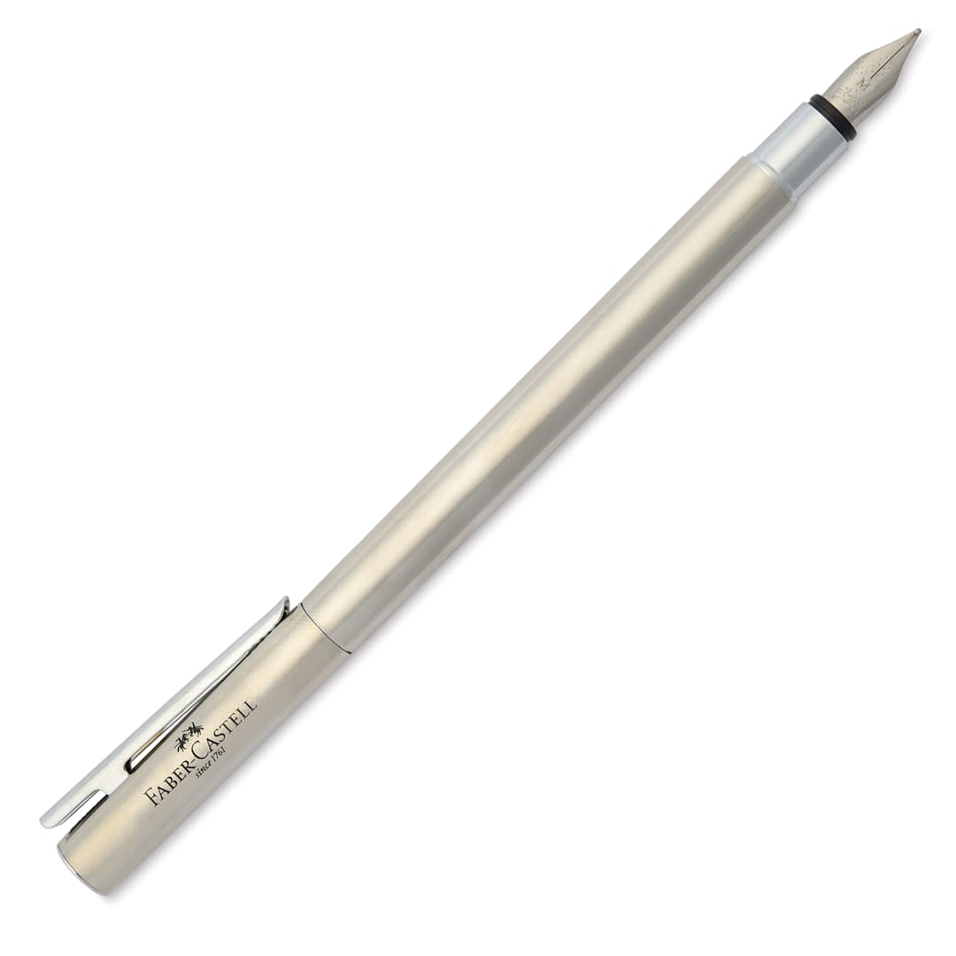 Open in modal - Faber-Castell Neo Slim Fountain Pen - Stainless Steel, Extra Fine Tip (image shows a different size nib)
