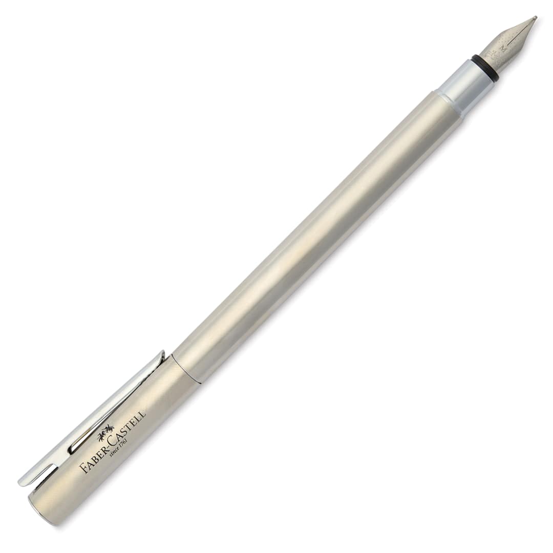Open in modal - Faber-Castell Neo Slim Fountain Pen - Stainless Steel, Broad Tip (image shows a different size nib)
