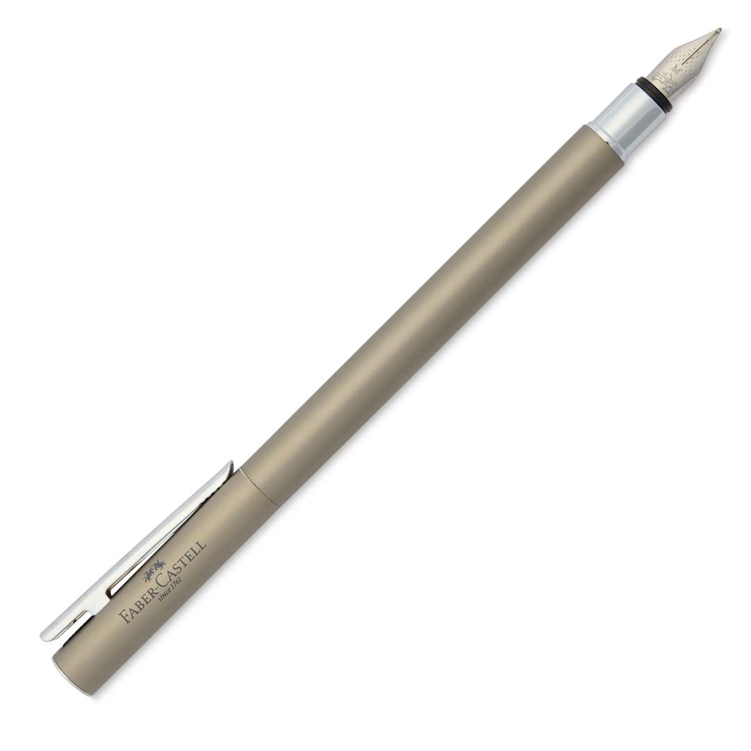 Open in modal - Faber-Castell Neo Slim Fountain Pen - Stainless Steel, Matte, Fine Tip (image shows a different size nib)