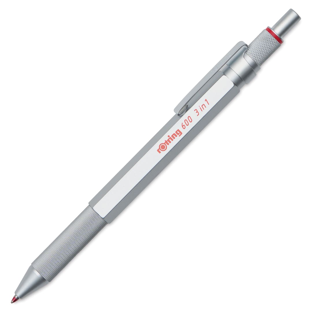 Open in modal - Rotring 600 3-in-1 Multicolor Ballpoint Pen and Mechanical Pencil - Silver