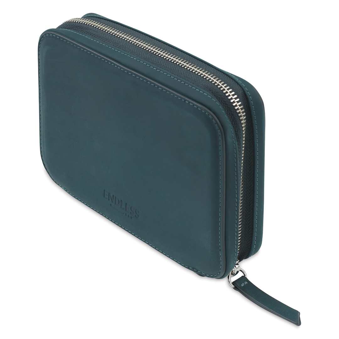 Open in modal - Endless Companion 10 Pen Pouch - Blue, pen case closed standing