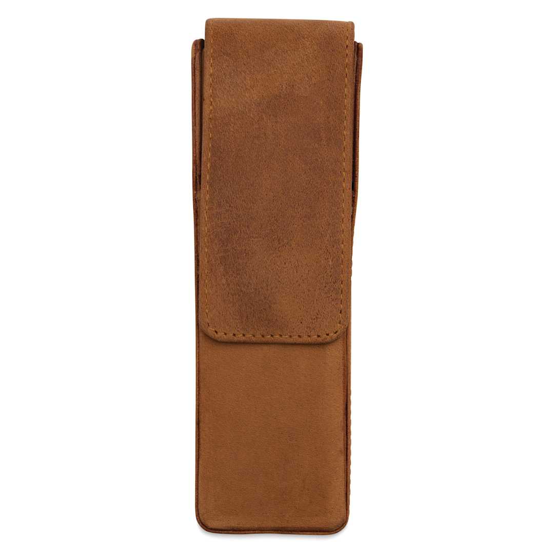 Open in modal - Girologio 2 Leather Pen Case - Saddle Tan