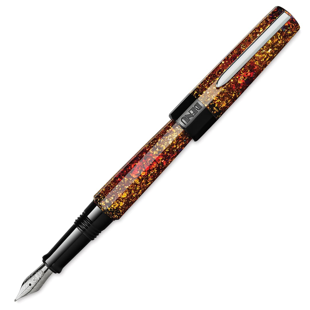 Open in modal - Benu Euphoria Fountain Pen - Bourbon, cap removed (image shows a different size nib)