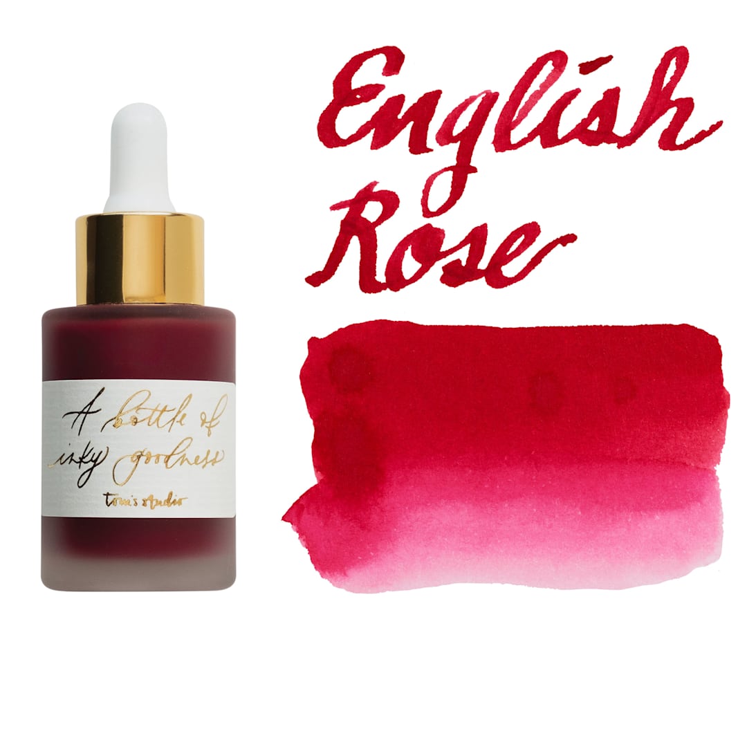 Open in modal - Tom's Studio Calligraphy Ink - English Rose, 30 ml bottle with swatch