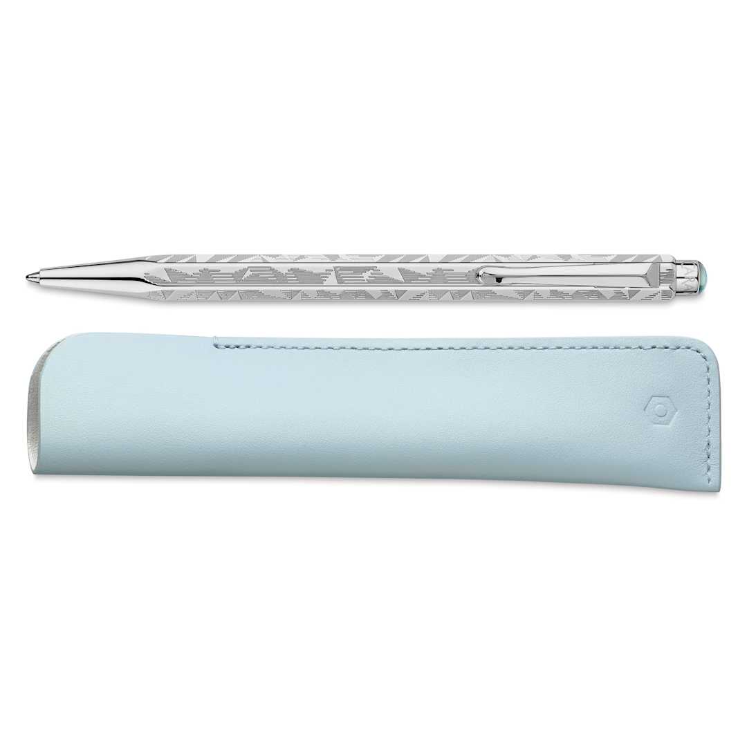 Open in modal - Caran d’Ache Alpine Frost Special Edition Ecridor Ballpoint Pen and Leather Case Set contents