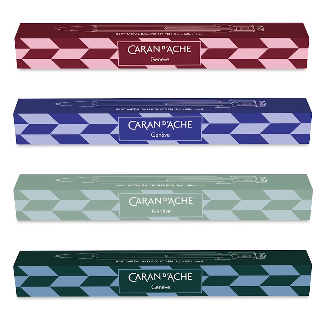 Open in modal - Caran d'Ache Special Edition Mosaic 849 Ballpoint Pens, packaging of available colors