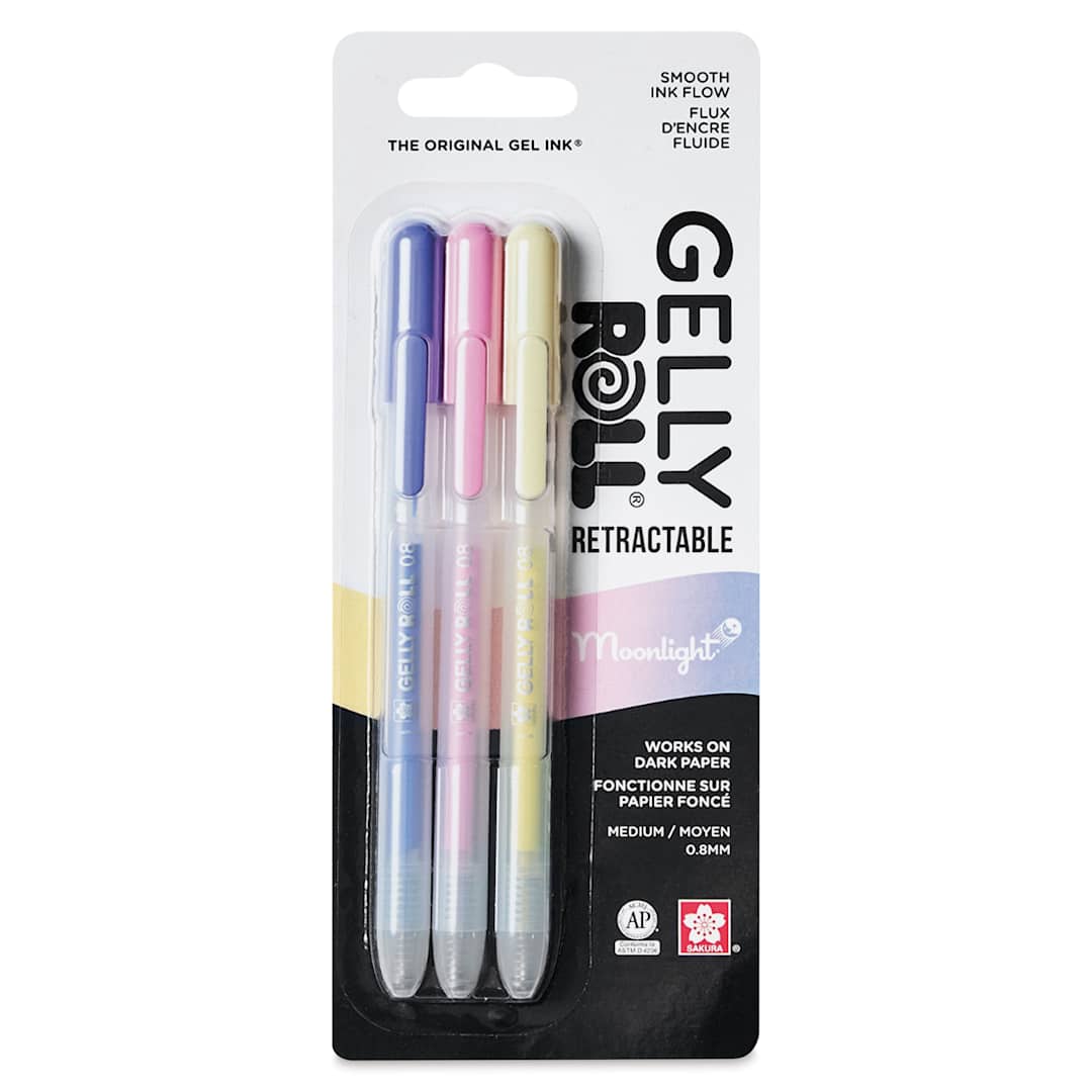Open in modal - Sakura Gelly Roll Retractable Moonlight Pens - Set of 3, Pastel Bloom, front of packaging
