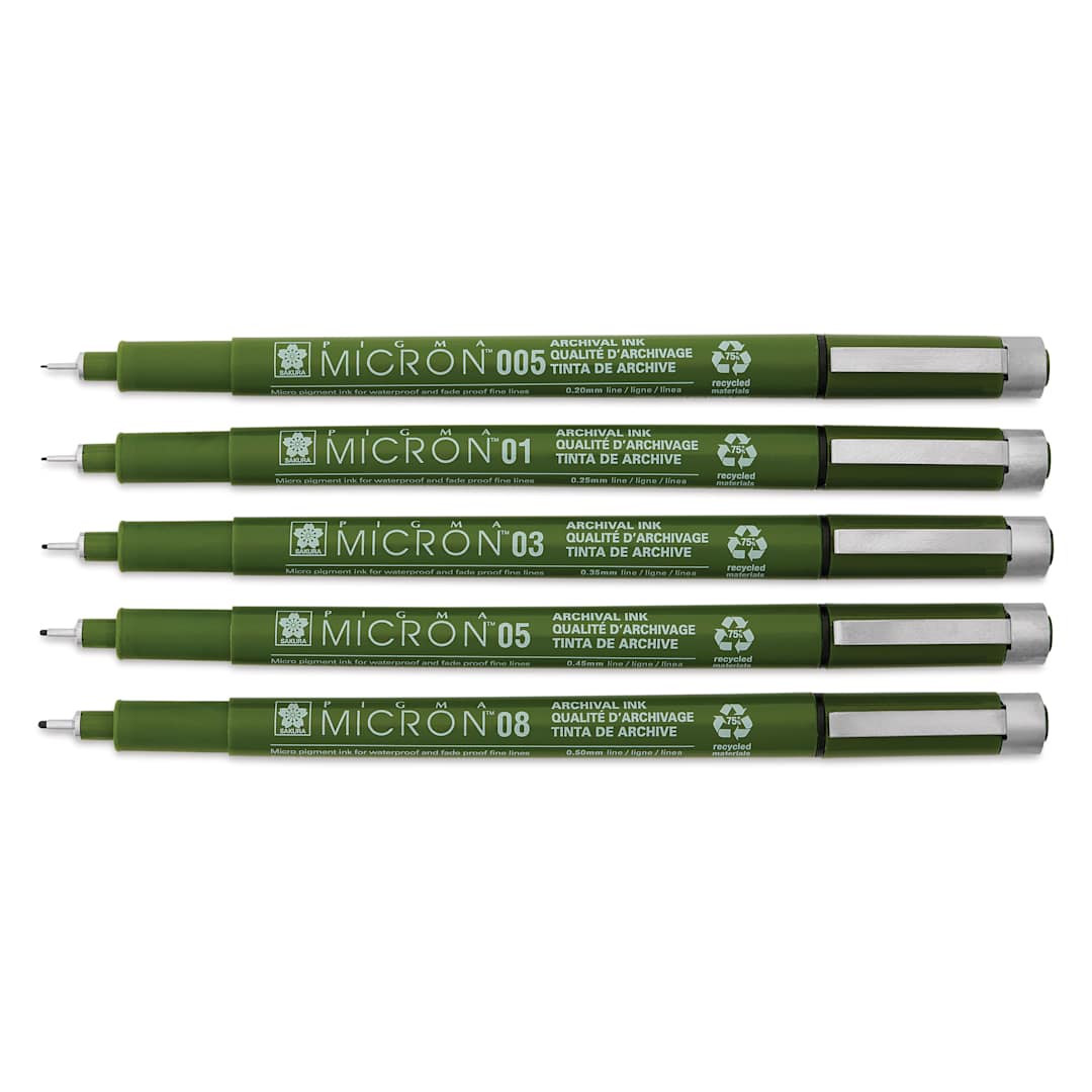 Open in modal - Sakura Pigma Micron Eco Pens - Set of 5, Black