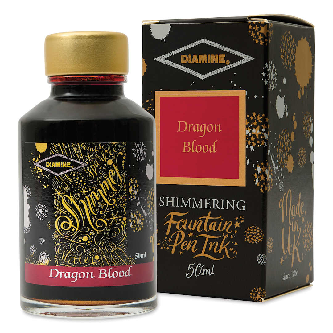 Open in modal - Diamine Shimmer Fountain Pen Ink - Dragon Blood, 50 ml