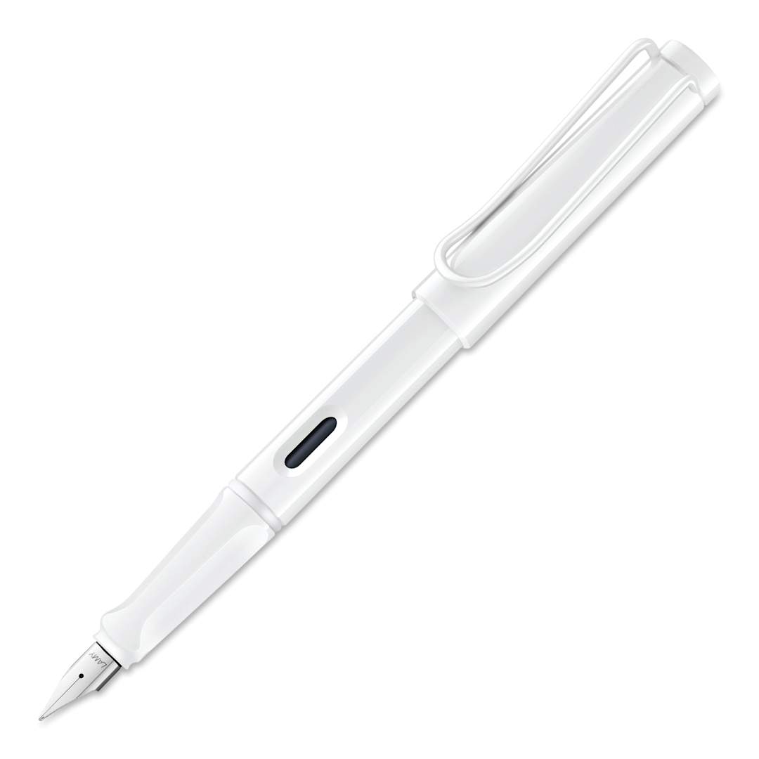 Open in modal - Lamy Safari Multi Ring Fountain Pen Set - White, Fine Nib, uncapped