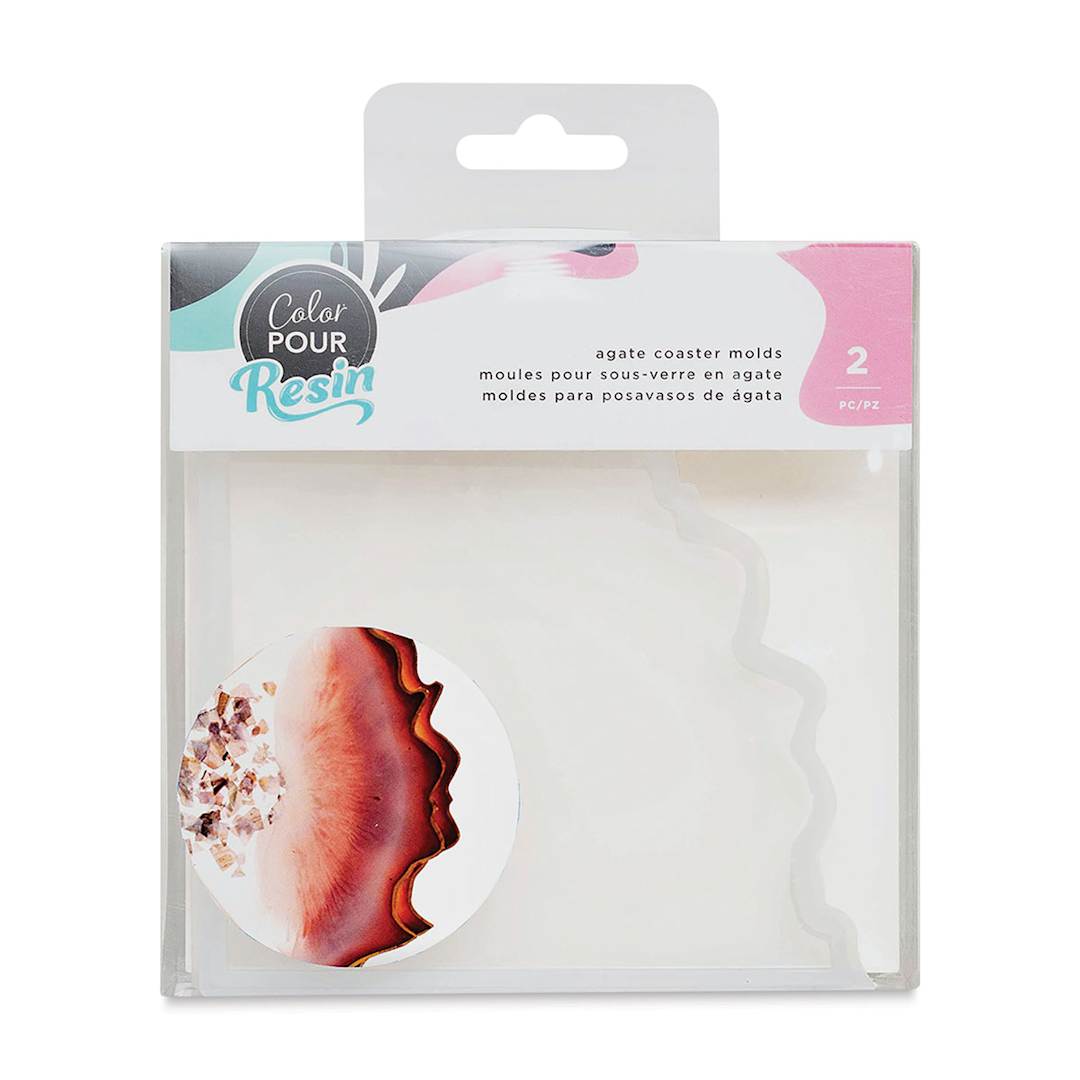 Open in modal - American Crafts Color Pour Agate Coaster Molds - Set of 2 (front of package)