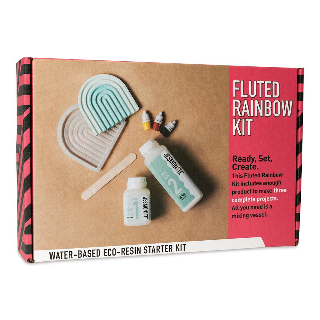 Open in modal - Jesmonite AC100 Eco-Resin Starter Kit - Fluted Rainbow front of packaging