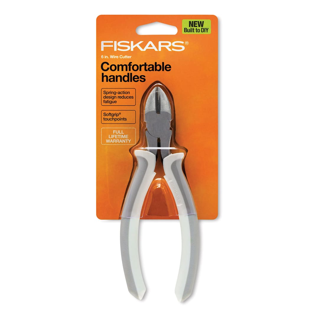 Open in modal - Fiskars Precision Wire Cutter - Front view of package showing cutter
