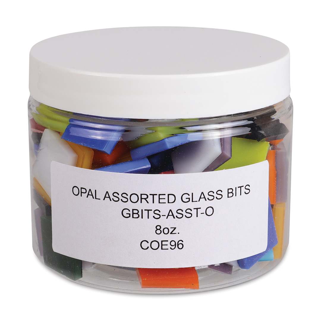Open in modal - Oceanside Glass Fusible Glass Bits - Opalescent Colors, 8 oz (front of jar)