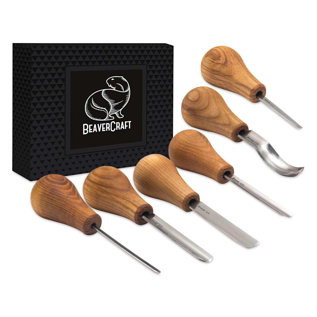 Open in modal - BeaverCraft Palm Carving Tool Set - Pkg of 6 contents with front of packaging
