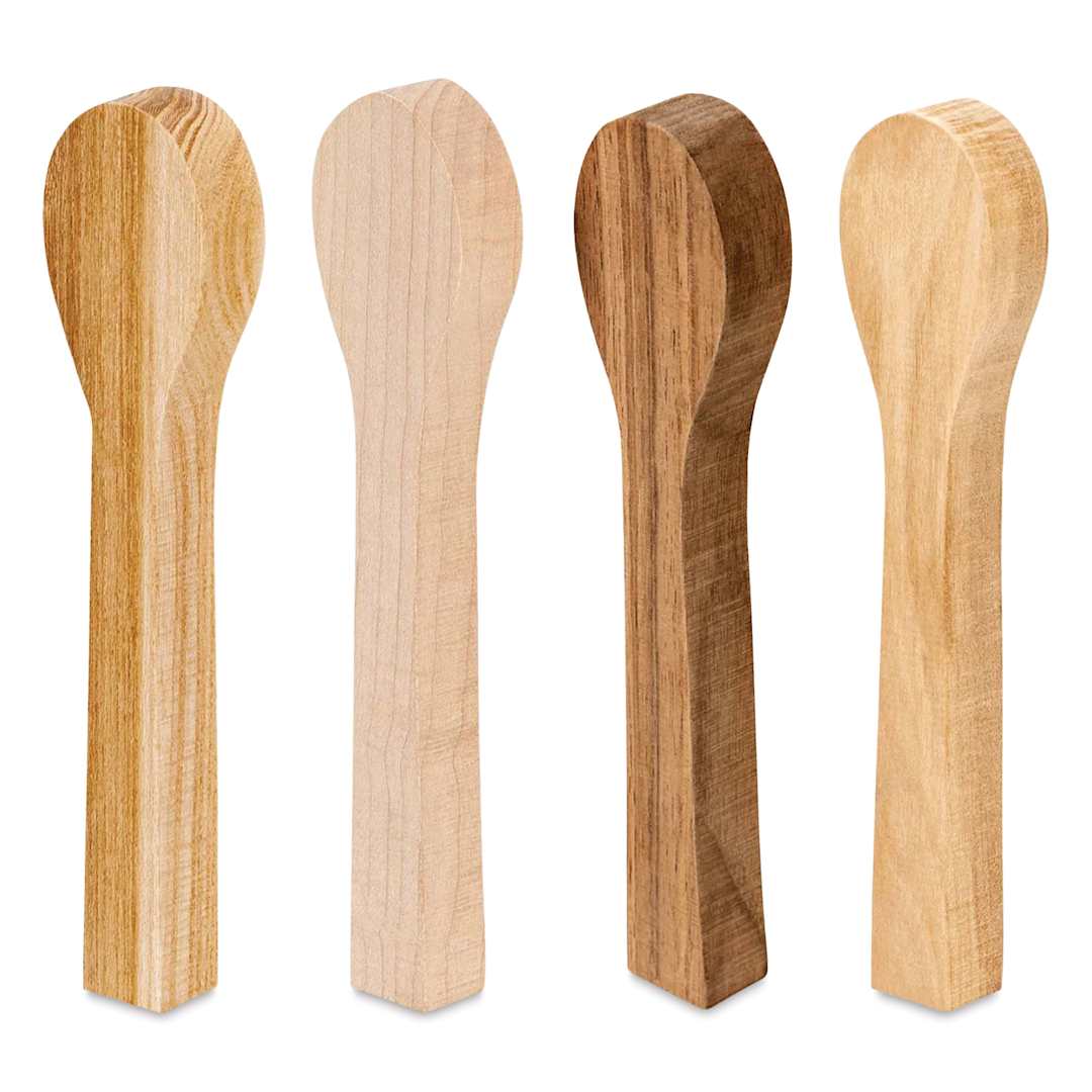 Open in modal - BeaverCraft Wooden Spoon Carving Blank Set - Set of 4, Birch, Maple, Alder, and Elm Wood