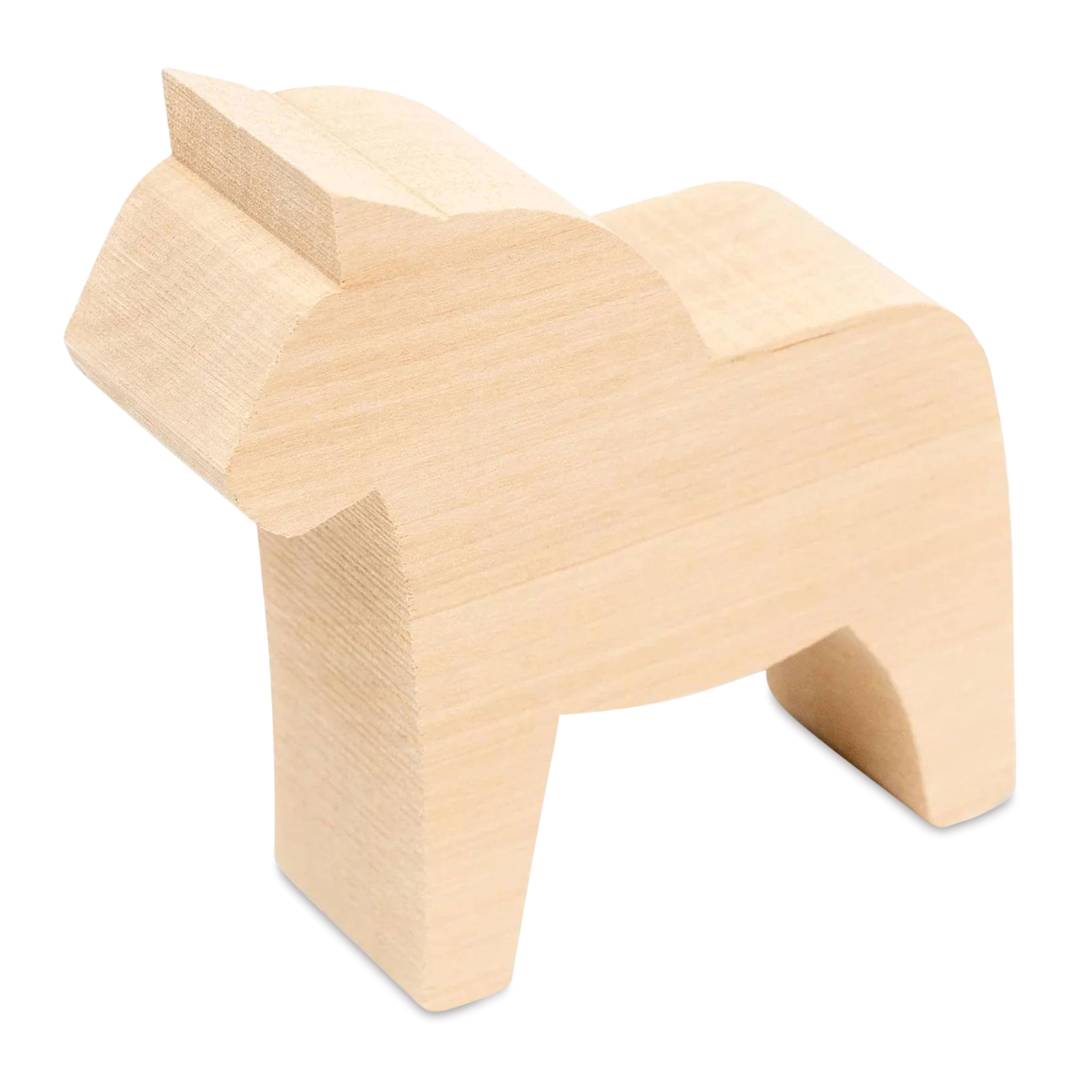 Open in modal - BeaverCraft Wooden Animal Carving Blank - Dala Horse top view down