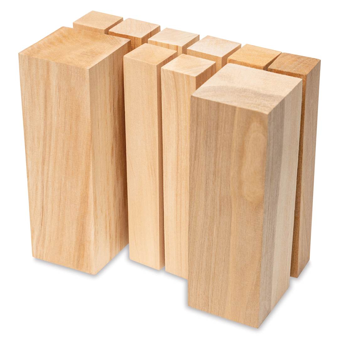 Open in modal - BeaverCraft Basswood Carving Block Set - Pkg of 10, Assorted Sizes