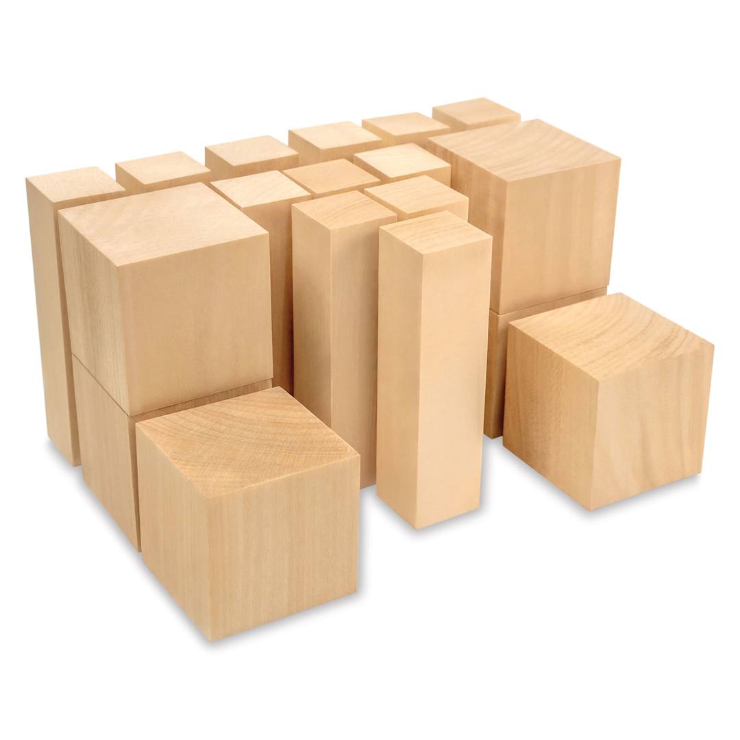 Open in modal - BeaverCraft Basswood Carving Block Set - Pkg of 18, Assorted Sizes