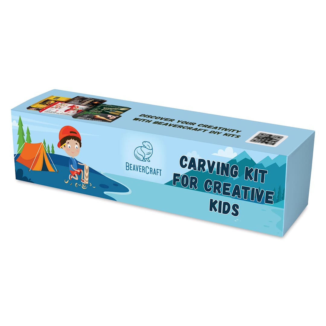 Open in modal - BeaverCraft Creative Kids Spruce Tree Carving Kit front of packaging