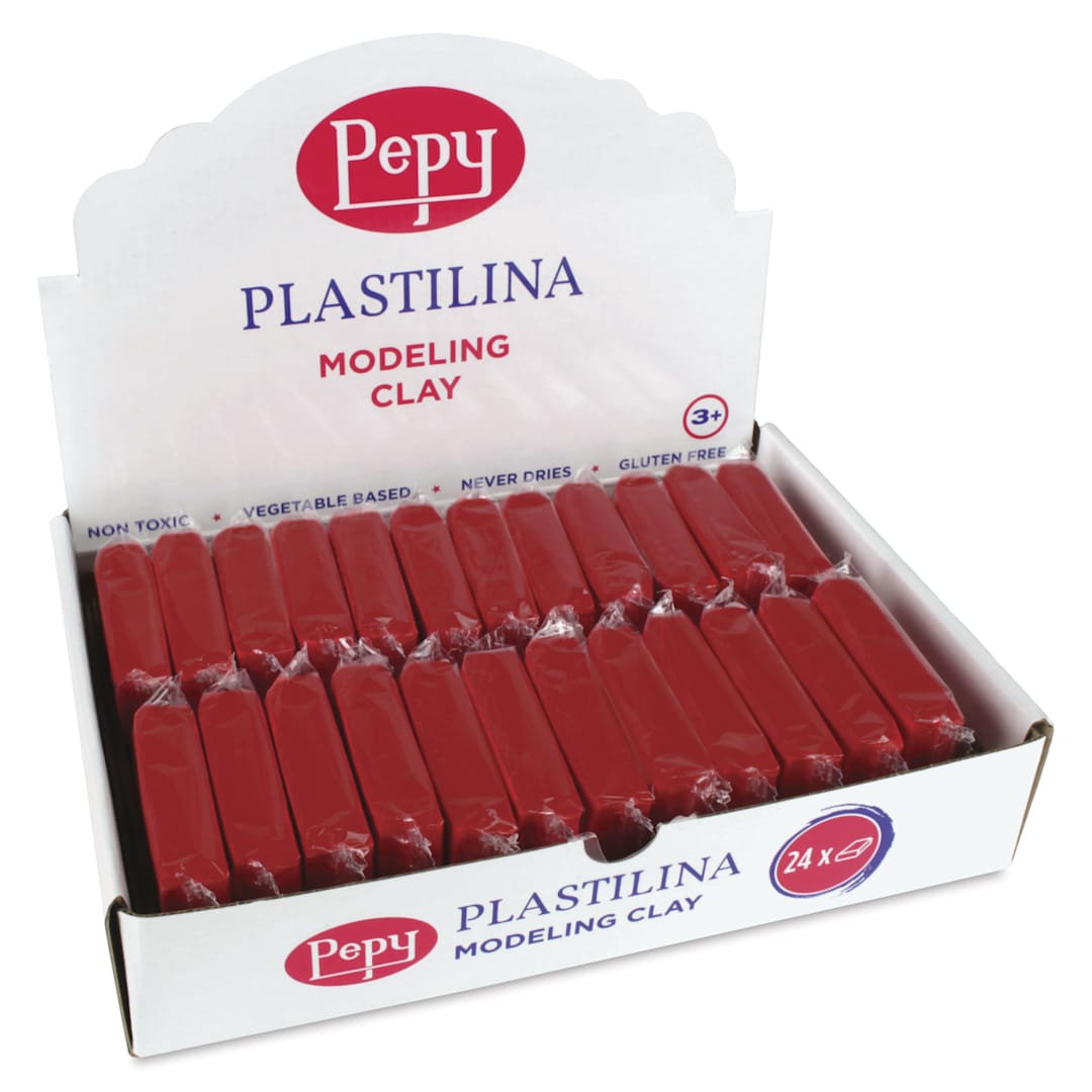 Open in modal - Pepy Plastilina Modeling Clay - Red, 1.4 oz, Pkg of 24 - front of packaging