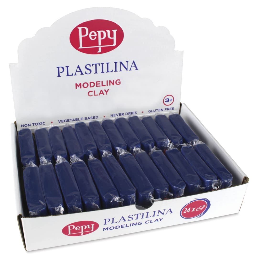 Open in modal - Pepy Plastilina Modeling Clay - Dark Blue, 1.4 oz, Pkg of 24 - front of packaging