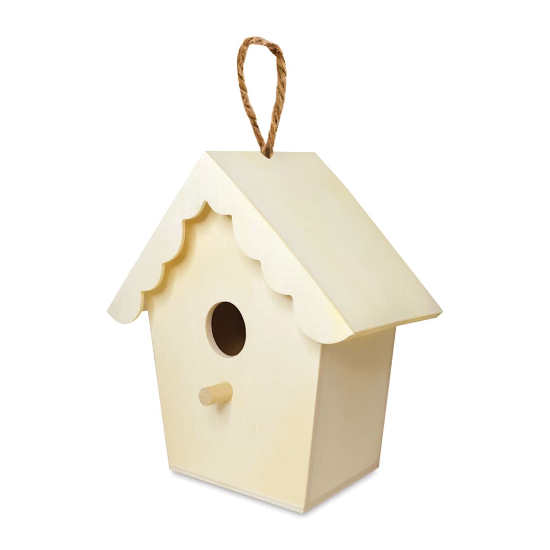 Open in modal - Craft Medley Wood Birdhouse With Scalloped Roof