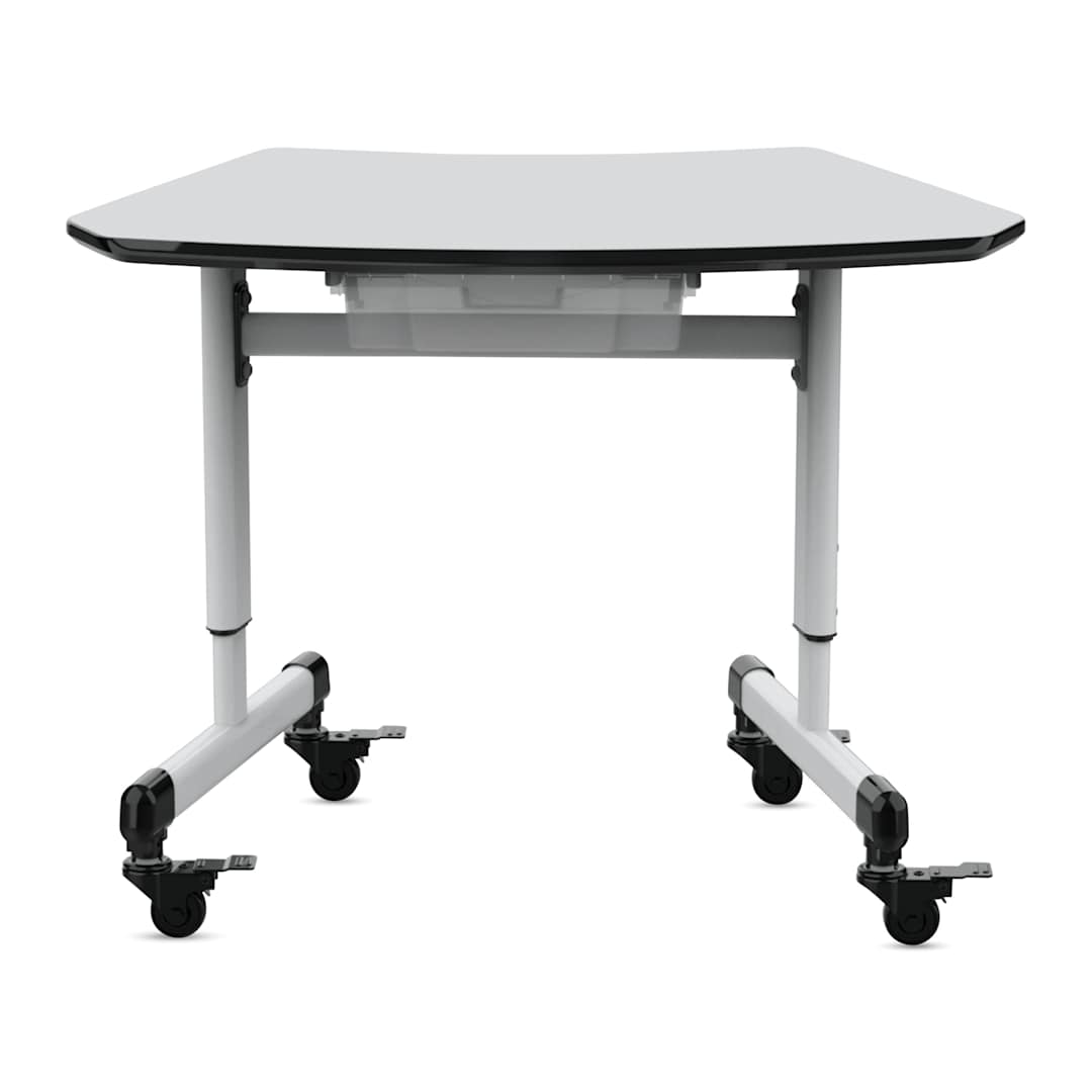 Open in modal - Luxor Height-Adjustable Trapezoid Student Desk with Drawer