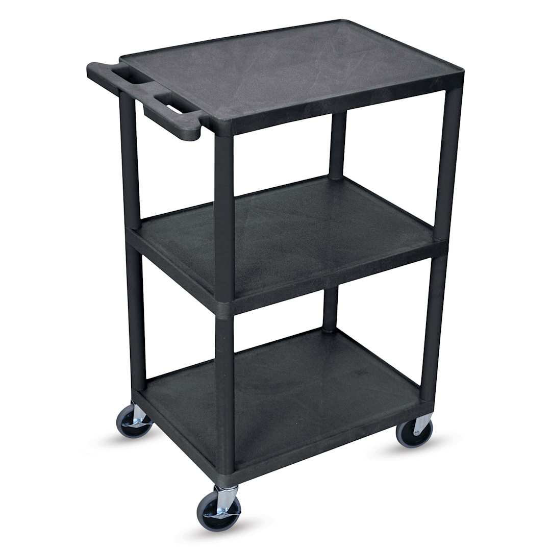 Open in modal - Luxor Heavy-Duty Utility Cart - Three-Flat Shelves