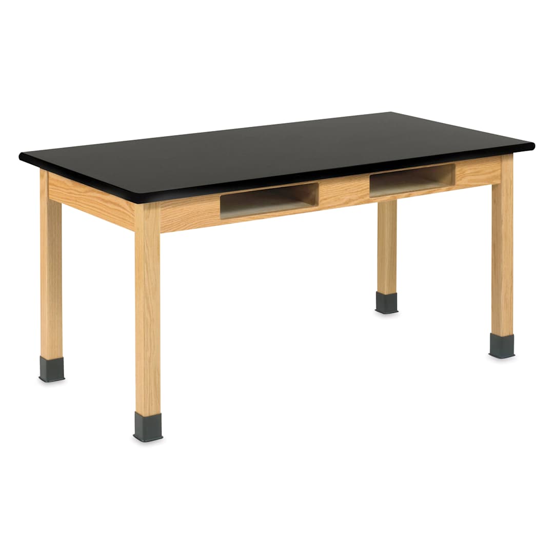 Open in modal - Compartment Lab Table, view of the high pressure laminate top measuring 54" x 24" x 30".
