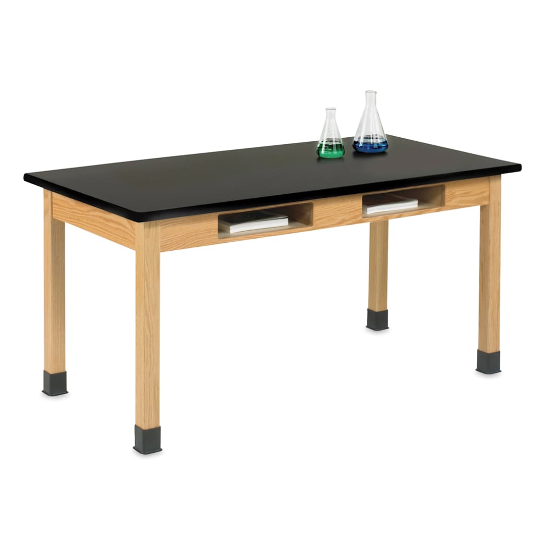 Open in modal - Compartment Lab Table, view of the high pressure laminate top measuring 60" x 30" x 30".