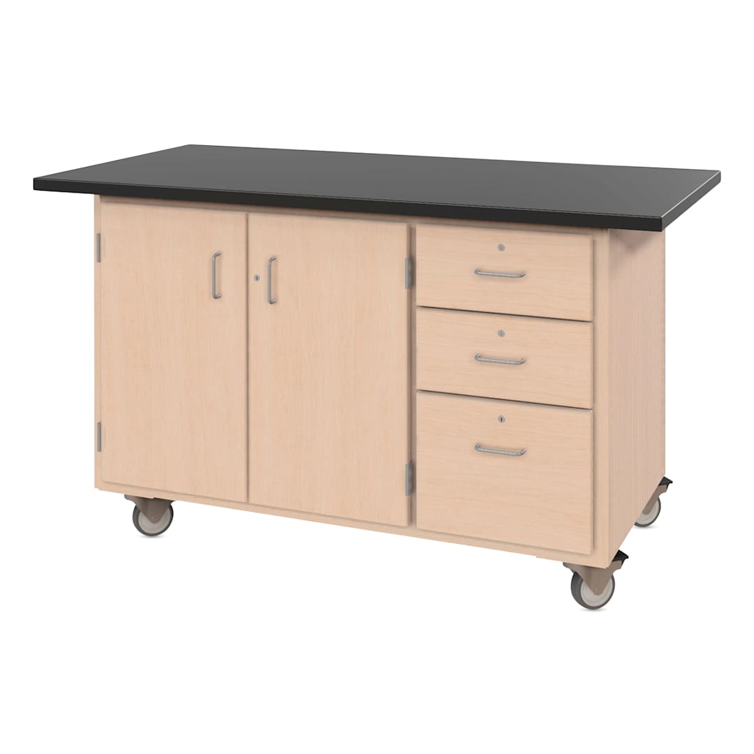 Open in modal - Hann Mobile Project Workcenter - Natural with Black Laminate Top 60" x 30"