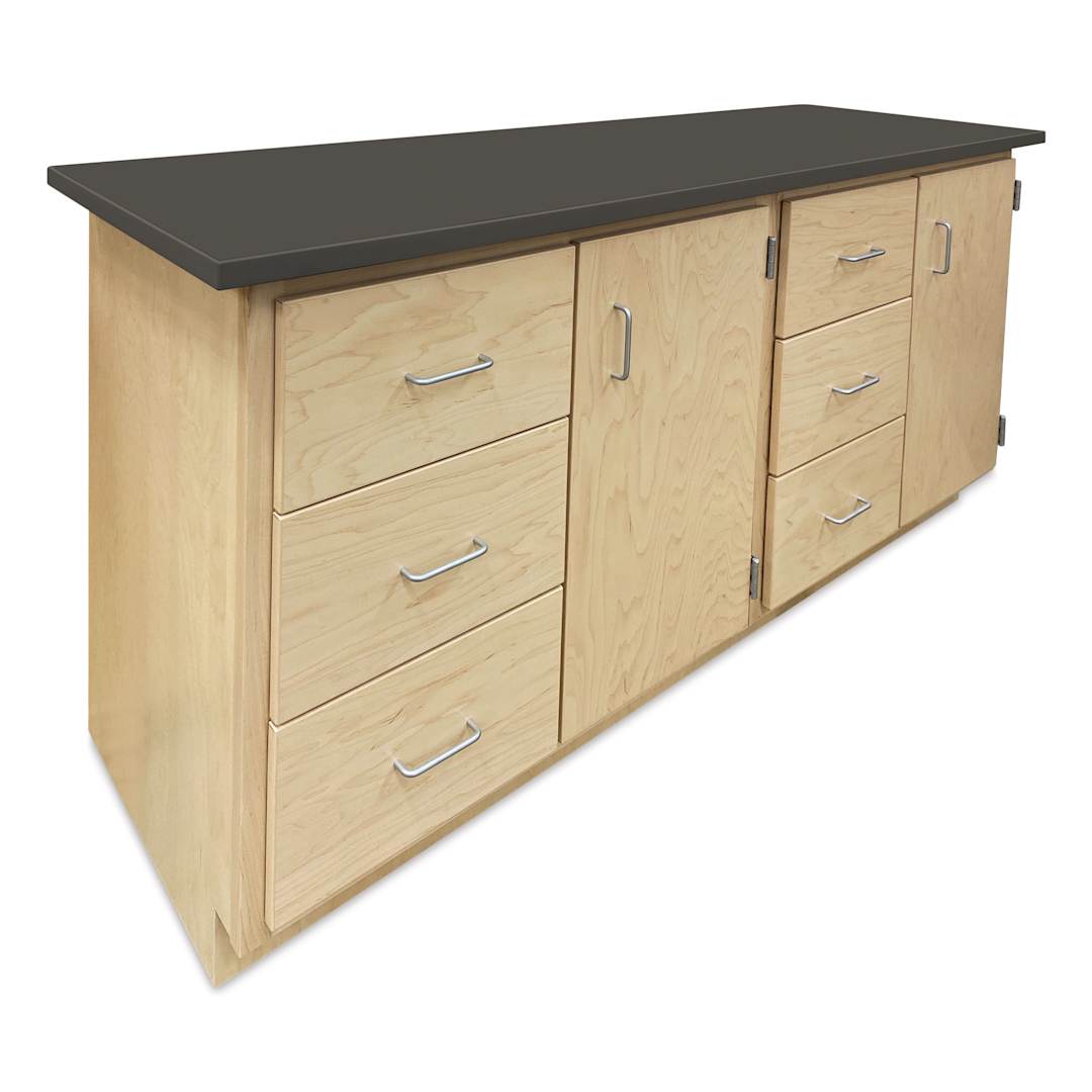 Open in modal - Hann Storage Bench - 6 Drawers & 2 Doors, Black HPL Top