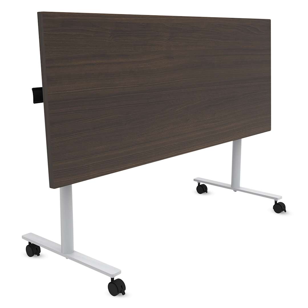 Open in modal - Safco Jurni Flip-Top Table with Casters - Columbian Walnut, 24" x 60", top folded