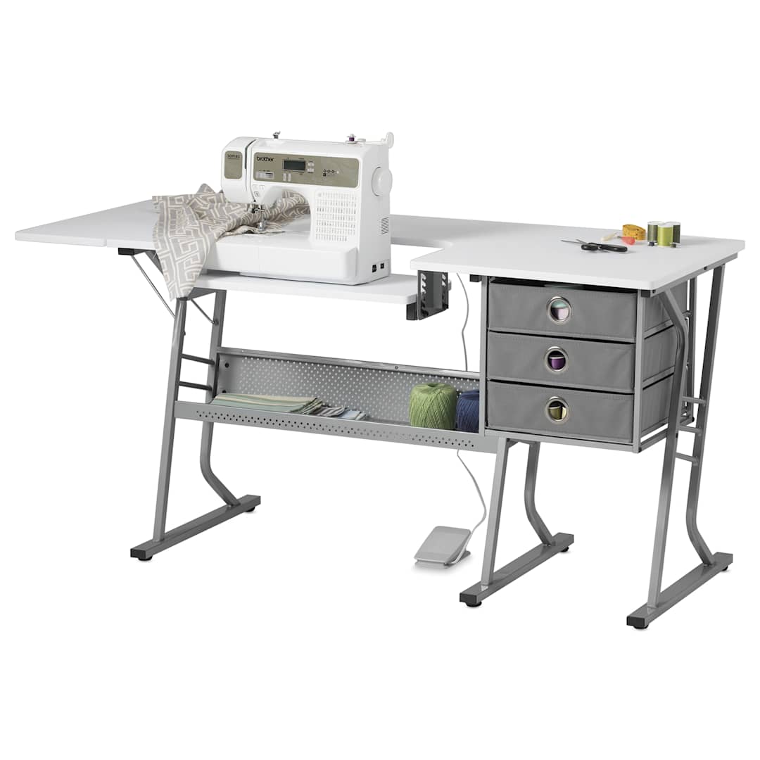 Open in modal - Studio Designs Eclipse Ultra Sewing Table - Gray/White, sewing machine not included