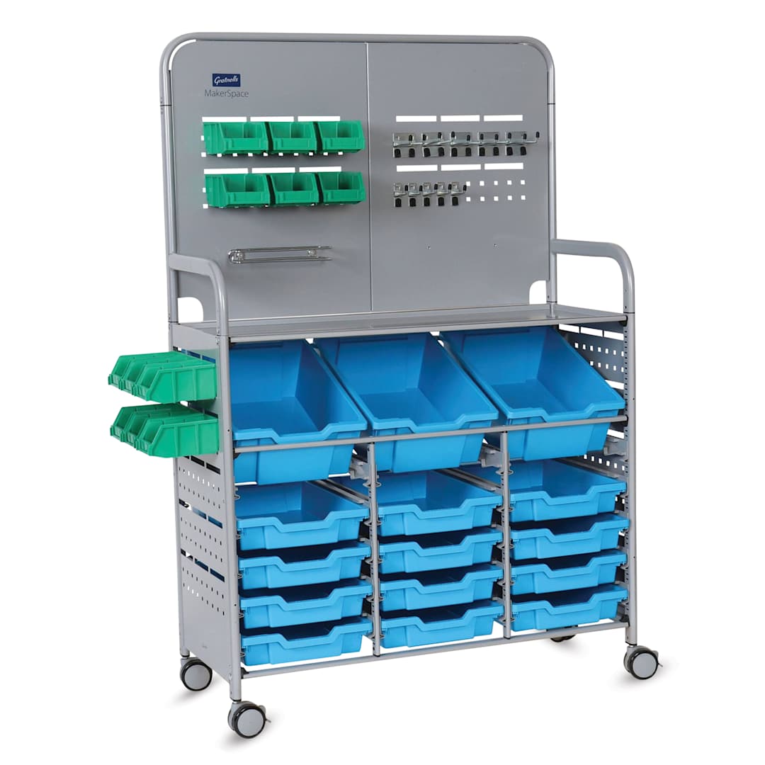 Open in modal - Gratnells Makerspace Cart - Silver with Cyan Blue