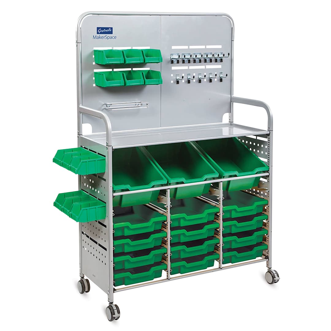 Open in modal - Gratnells Makerspace Cart - Silver with Grass Green 