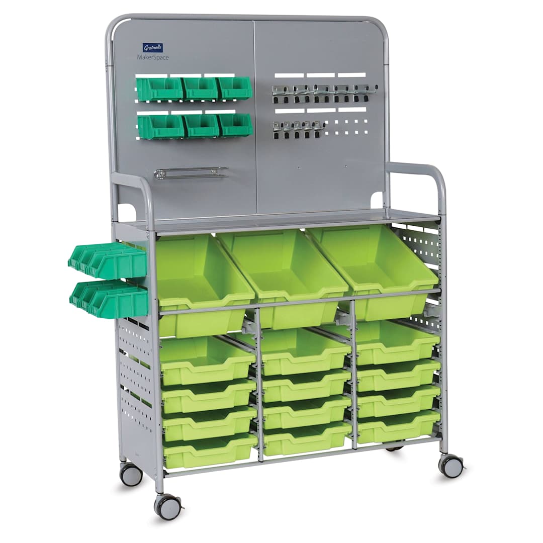 Open in modal - Gratnells Makerspace Cart - Silver with Jolly Lime