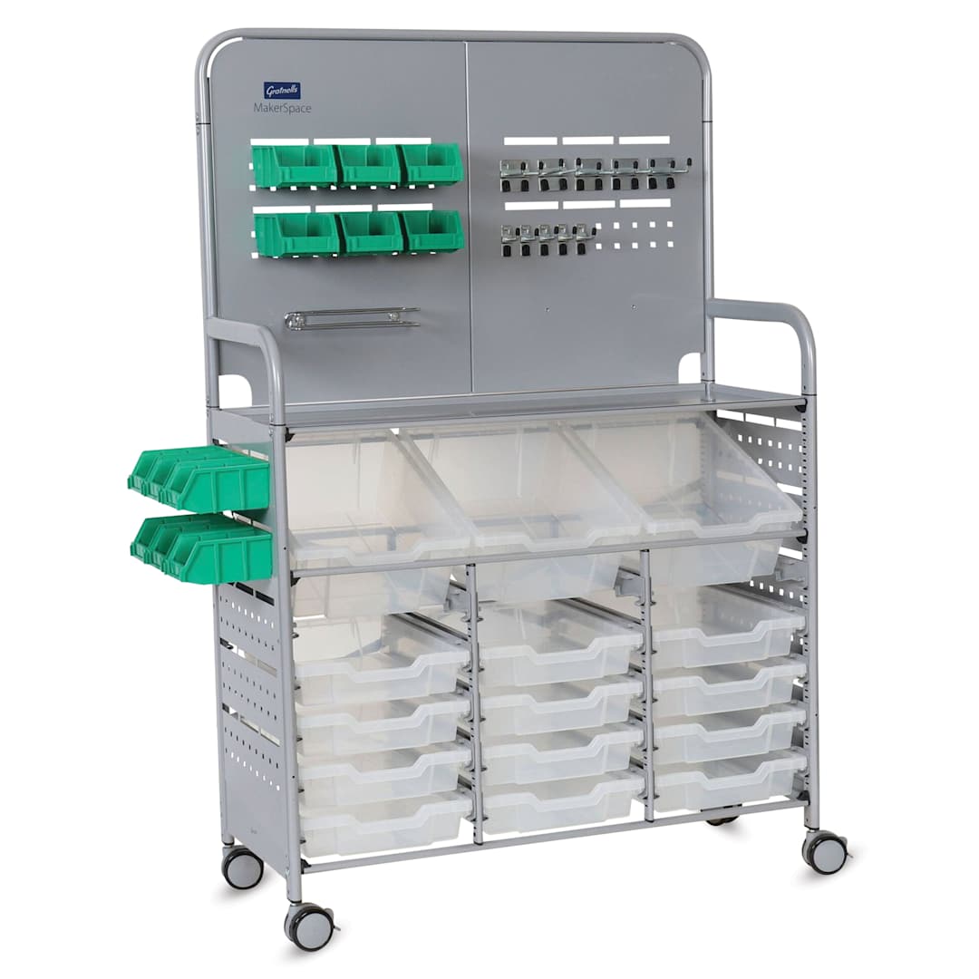 Open in modal - Gratnells Makerspace Cart - Silver with Translucent