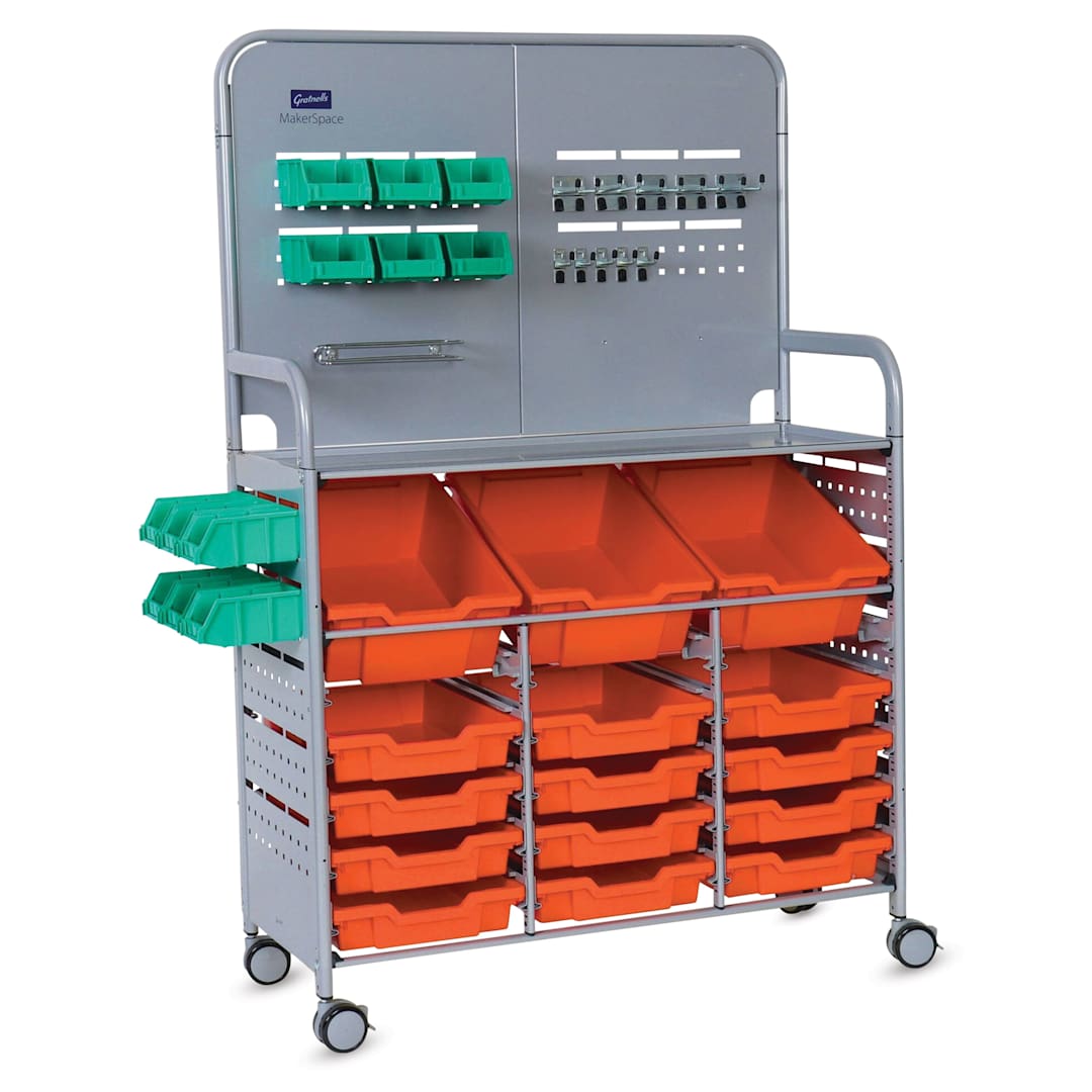 Open in modal - Gratnells Makerspace Cart - Silver with Tropical Orange 