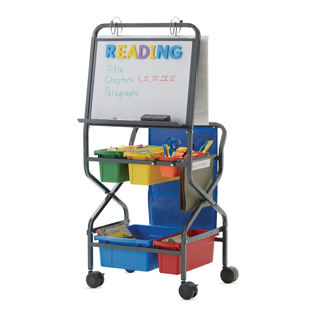 Open in modal - Copernicus Teacher Trolley, front (items inside tubs not included)