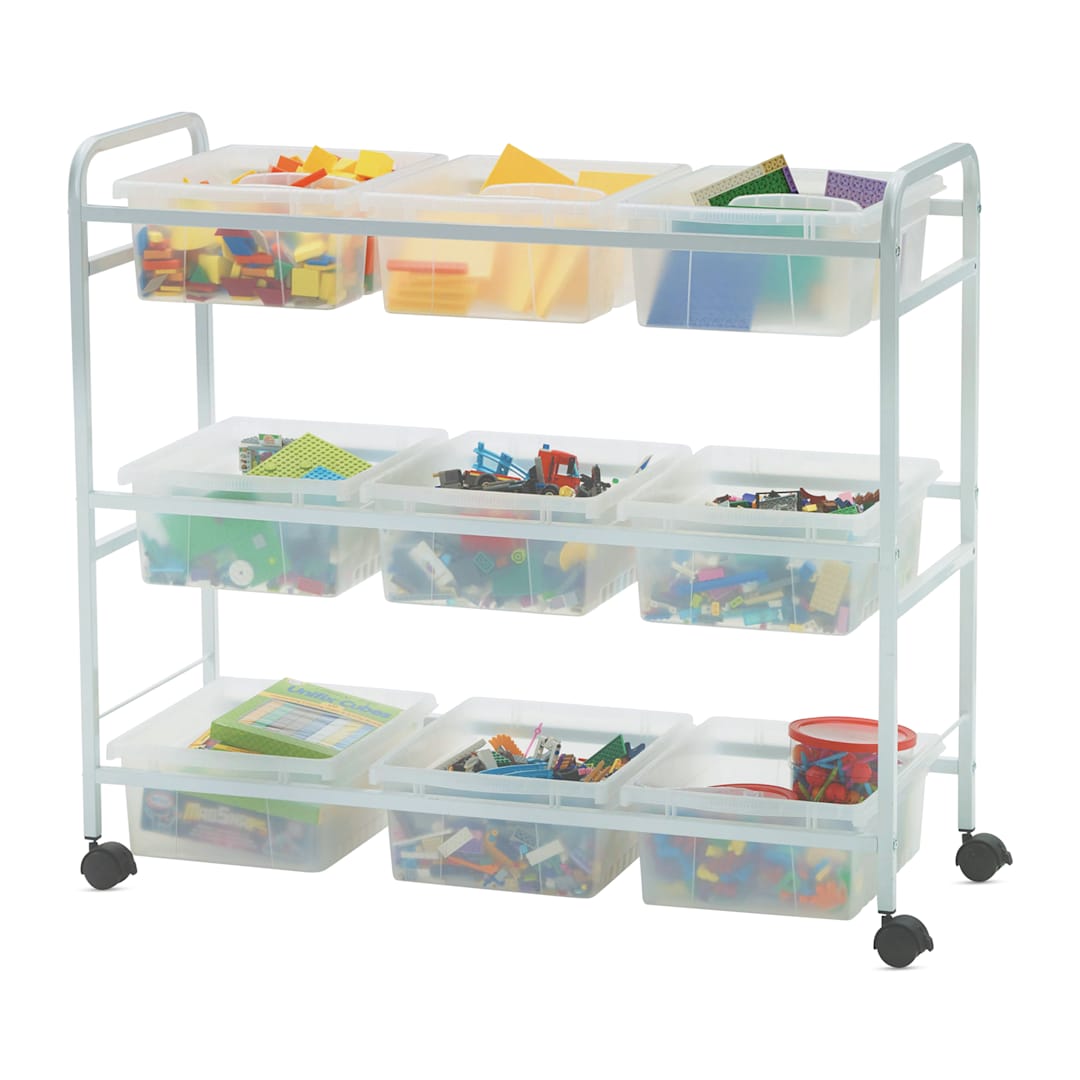 Open in modal - Copernicus STEM Storage Cart - White, 9 Clear Bins (items inside tubs not included)